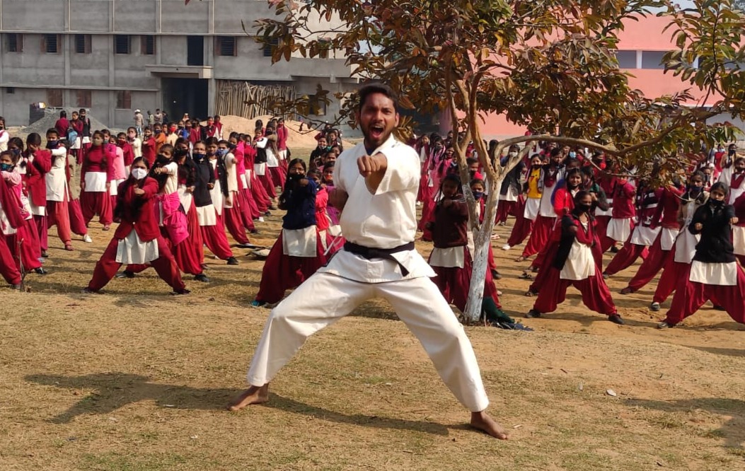 School self-defence class